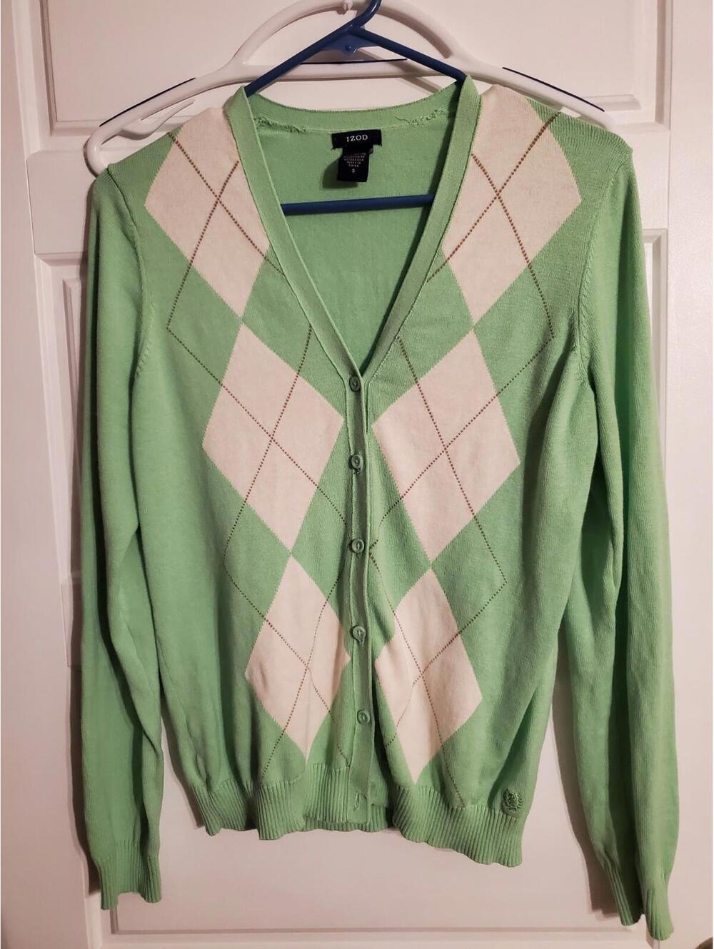 Women's Izod Button Down Argyle Sweater